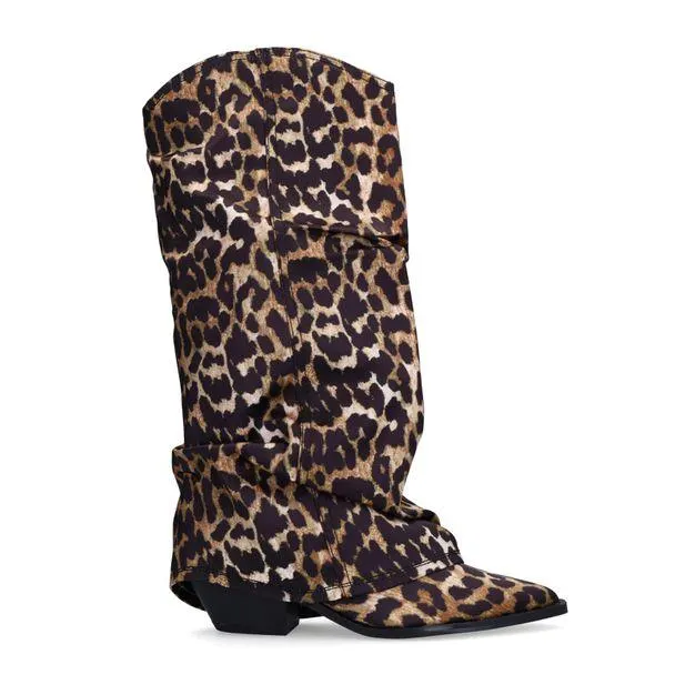 Leopard cowboylaarzen met flap
