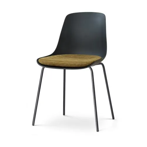 Nolon Nora-Liv eetkamerstoel zwart met mosgroen zitkussen - zwart onderstel