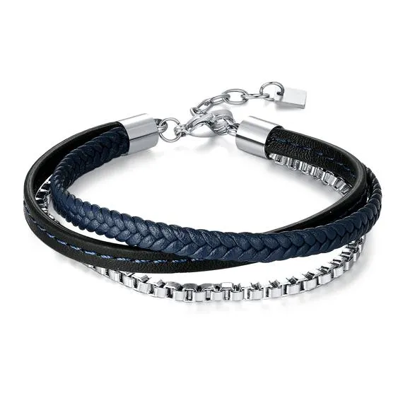 Armband in edelstaal, gevlochten en schakel