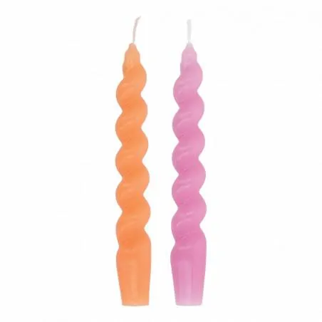 Twisted Candles Pink & Orange 2 stuks