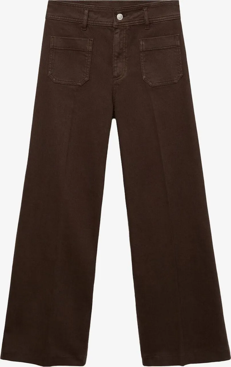 MANGO Wide leg Jeans 'JESSIE' in Donkerbruin