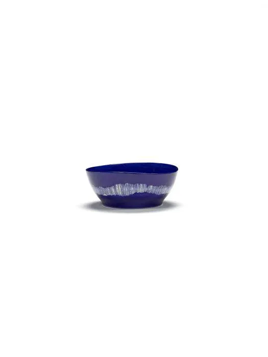Kom Feast L Lapis Lazuli swirl-stripes wit