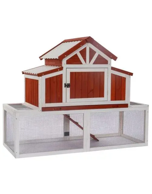 Adori Konijnenhok Hazel - Dierenverblijf - 141x67x112 cm Rood Wit