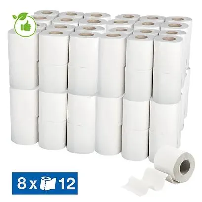 Gerecycleerd toiletpapier 2-laags, set van 96 rollen