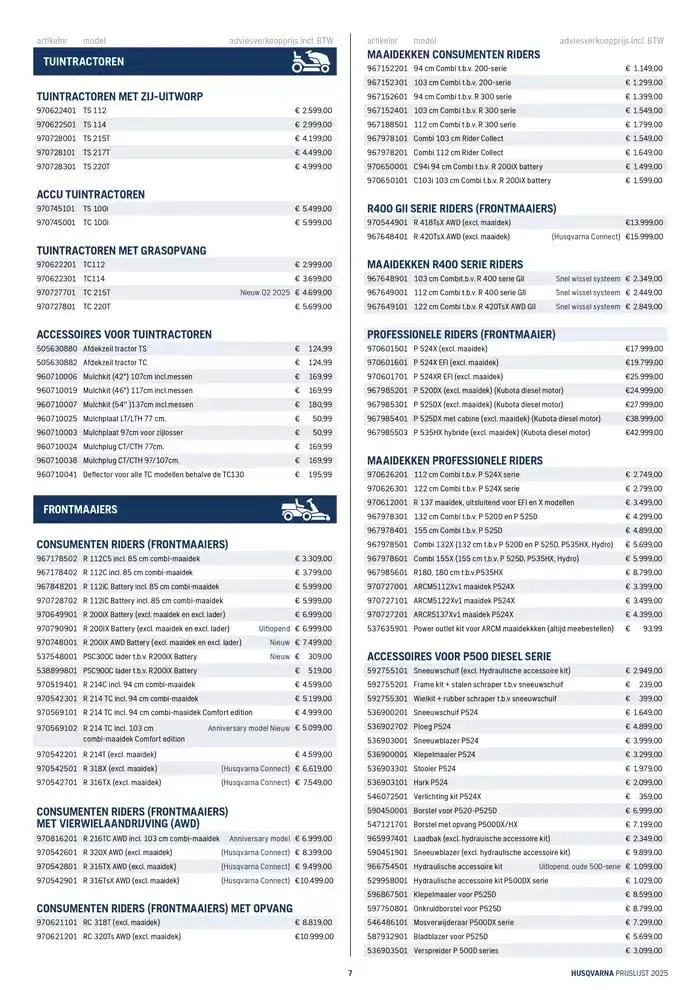 Prijslijst van 15 januari tot 31 maart 2025 - folder pagina 7