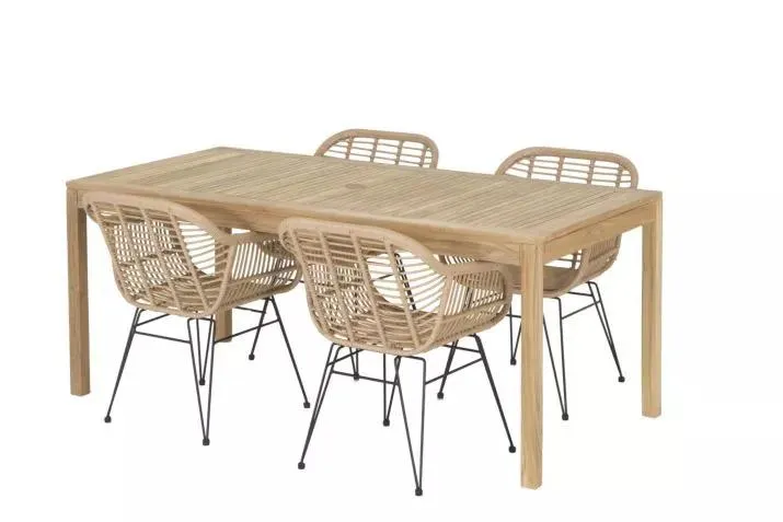 Tuinset Voodoo 180x100cm met 4 tuinstoelen Flores