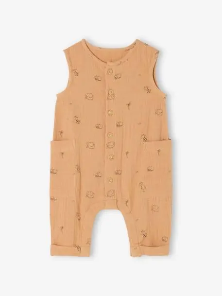 Combinaison en gaze de coton naissance - cappuccino