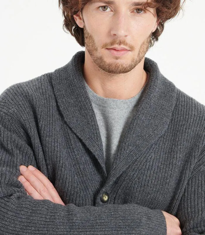 ZACH 4-laags geribd vest met sjaalkraag - 100% kasjmier