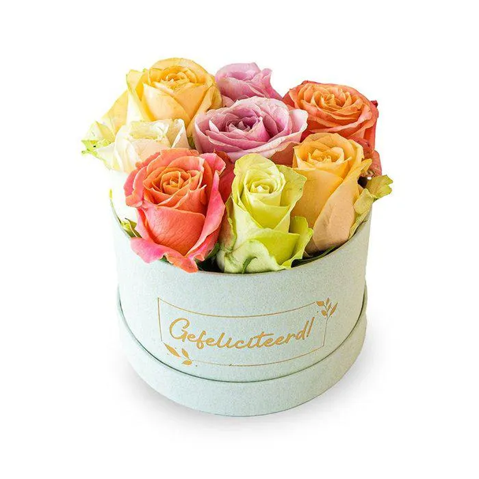 Hoedendoos met rozen | Gefeliciteerd