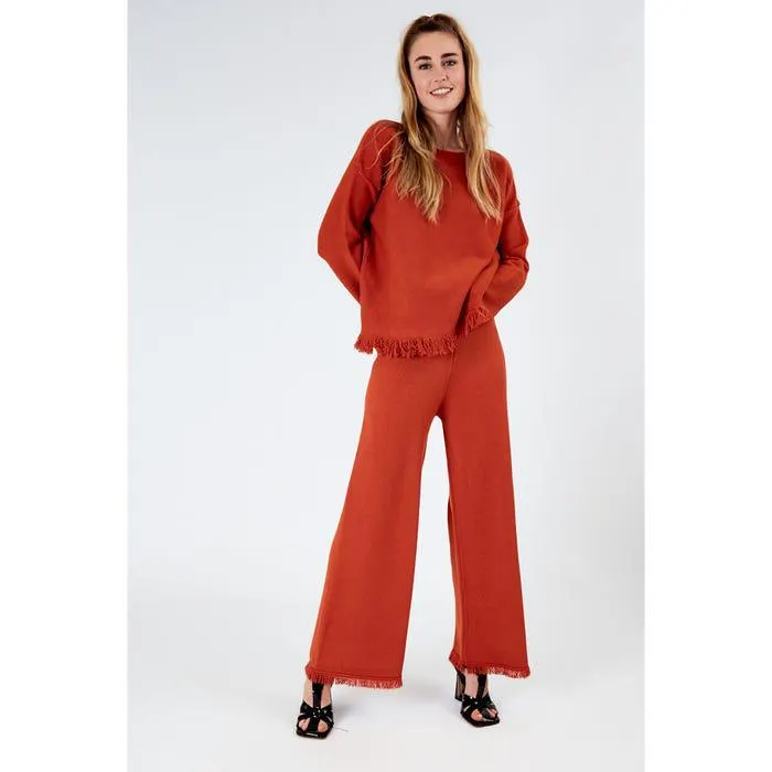 Gebreide broek franjes