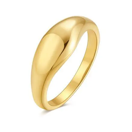 Ring in goudkleurig edelstaal, bolle ring, 7 mm