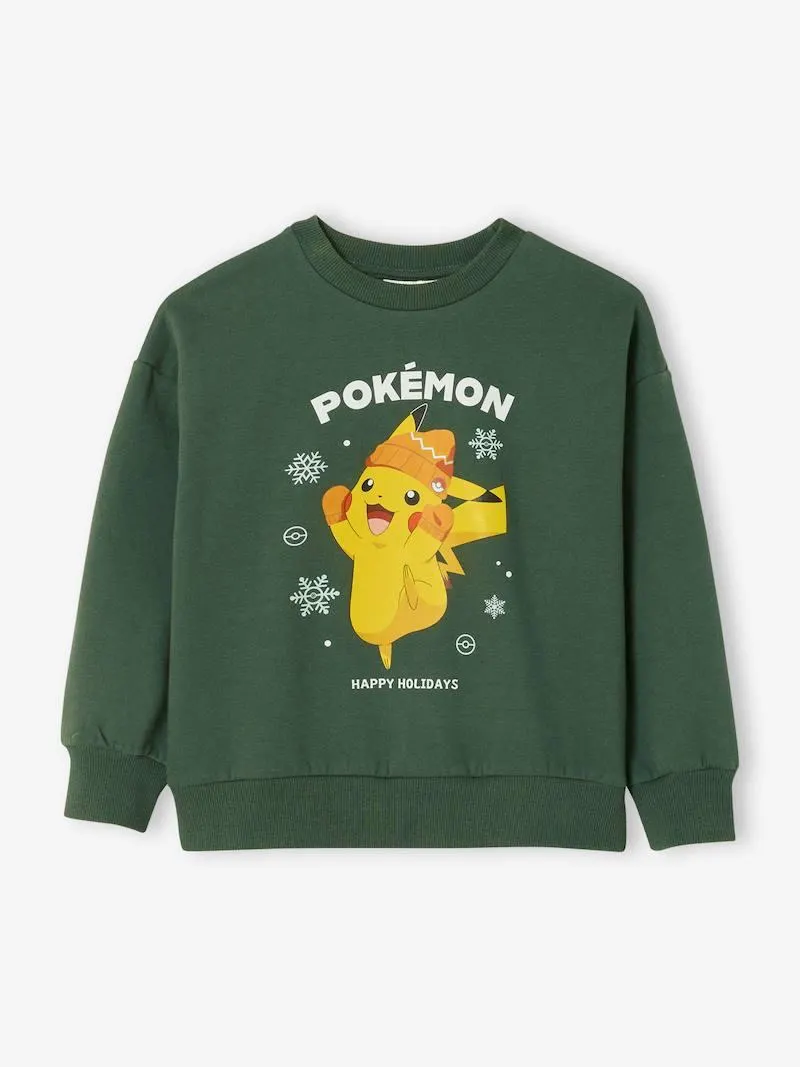 Sweat noël Pokémon garçon coton - vert sapin