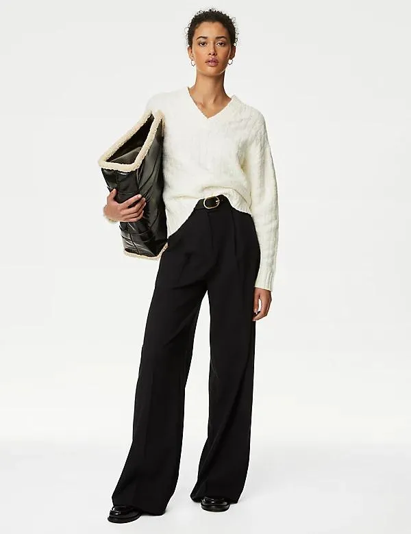 Recycled Blend Textured V-Neck Jumper