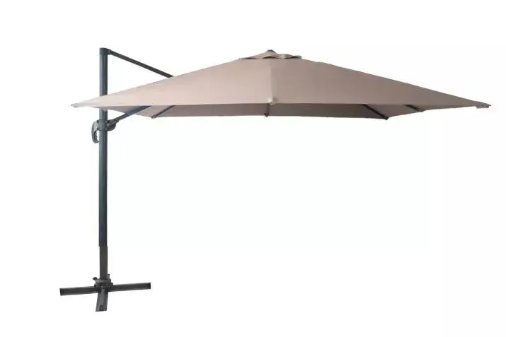 Zweefparasol Ekaterini 300x300cm taupe met beschermhoes
