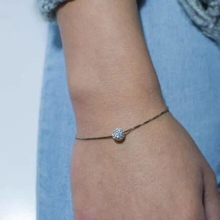 Armband in zilver, kristallen bolletje