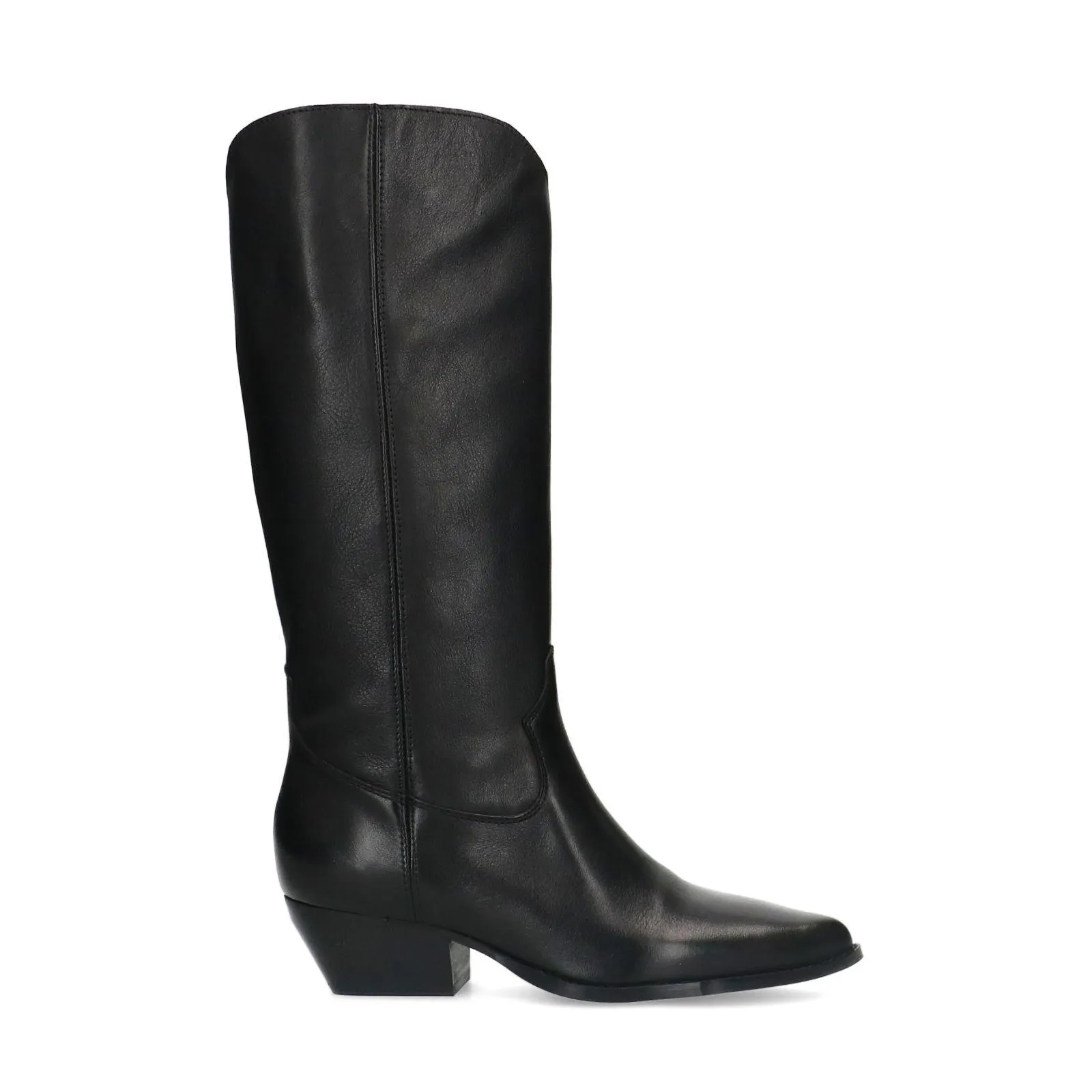 Manfield Zwarte leren cowboy laarzen