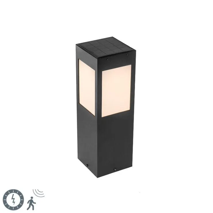 Staande buitenlamp zwart 40 cm met dimlicht en sensor op solar - Charlotte