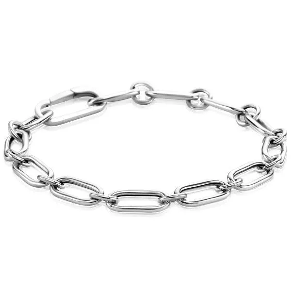 ZINZI zilveren schakel armband met een combinatie van ovale en ronde schakels breedte 6,5mm 20cm ZIA2474