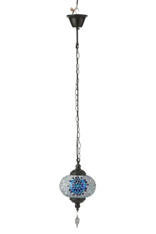 J-Line hanglamp Mozaiek - glas/metaal - blauw - small