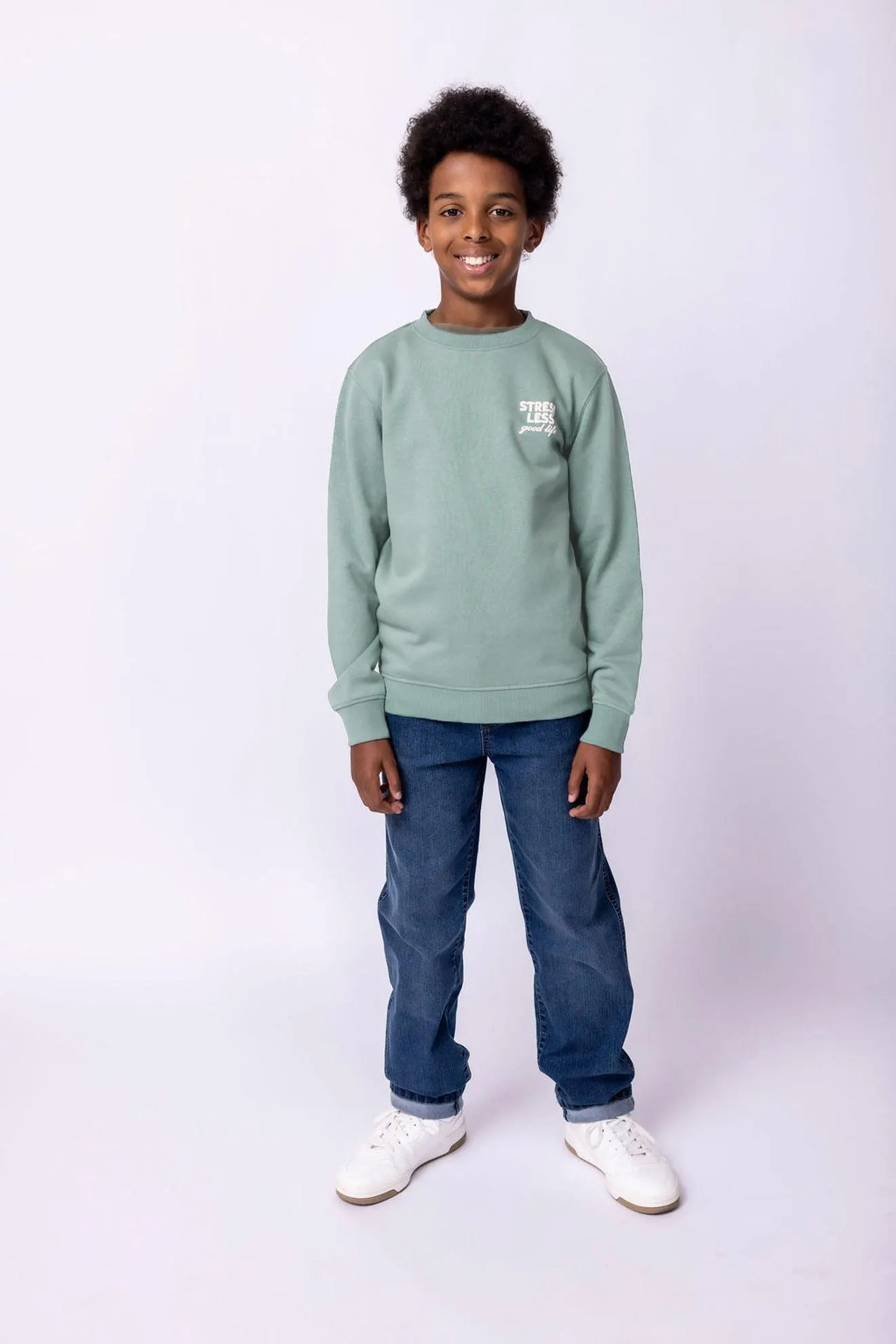 Petrolgroene sweater Stress Less