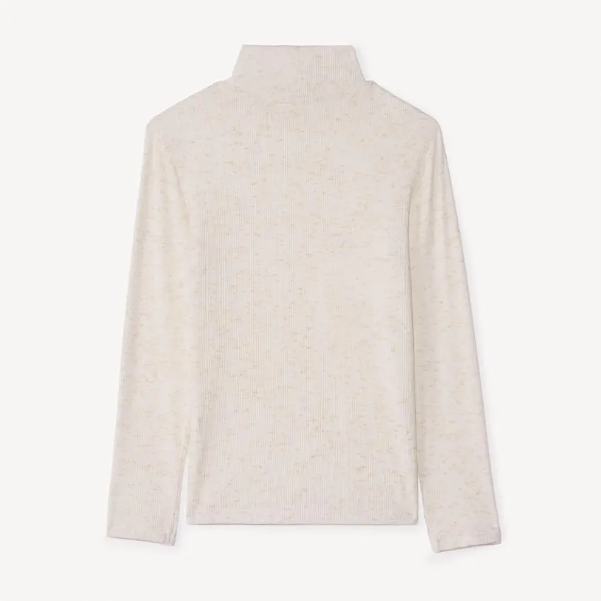 Sous-pull scintillant effet côtelé à col cheminée pour fille