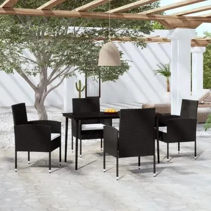 vidaXL - Rotin synthétique - Ensemble à manger de jardin 5 pcs Noir
