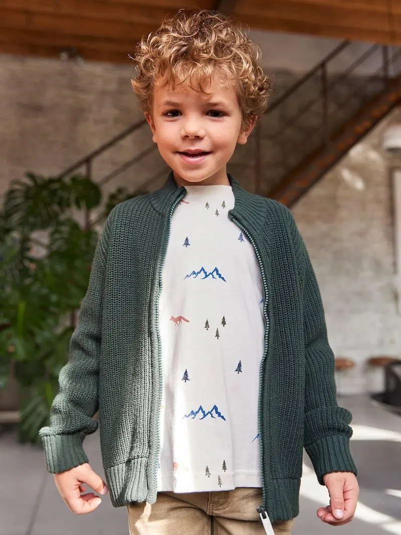 Gilet Col Montant Manches Longues garçon - vert