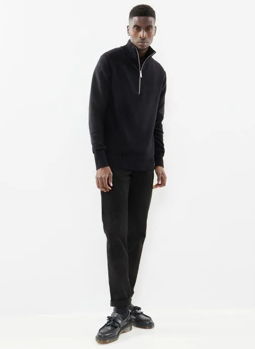 SLHAXEL LS KNIT HALF ZIP - Zwart