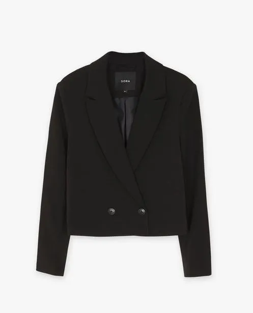 Zwarte blazer, cropped fit