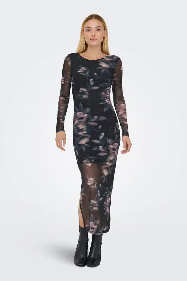 Vestido largo semitransparente