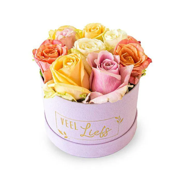 Hoedendoos met rozen | Veel liefs