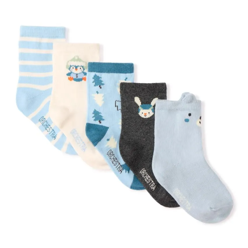 Lot de 5 paires de chaussettes normales fantaisies pour bébé garçon