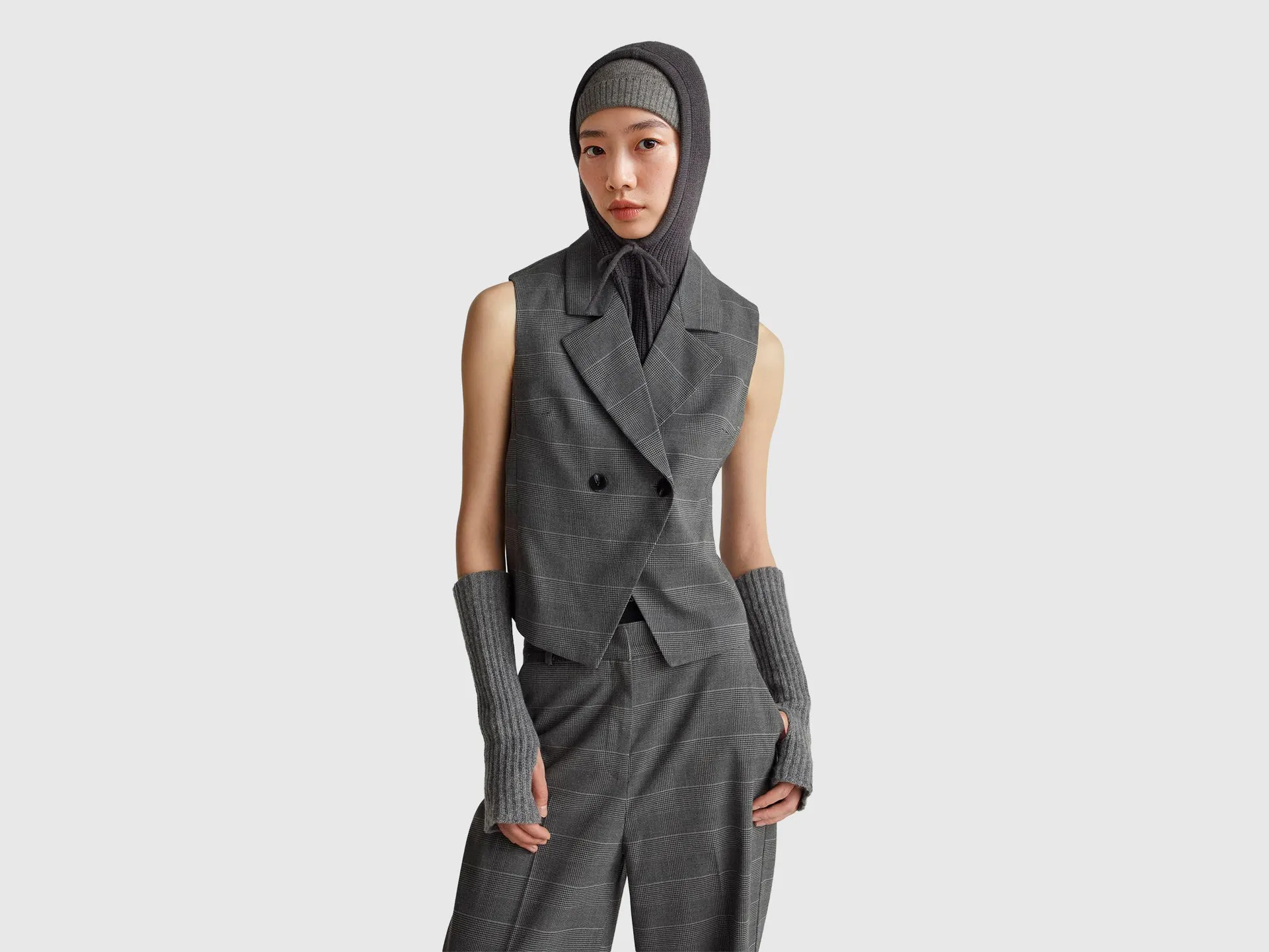 Double-breasted Prince of Wales vest