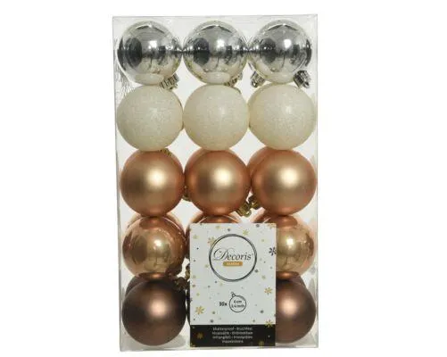 Decoris 020161 Kerstballen Kunststof Mix - 30 Stuks