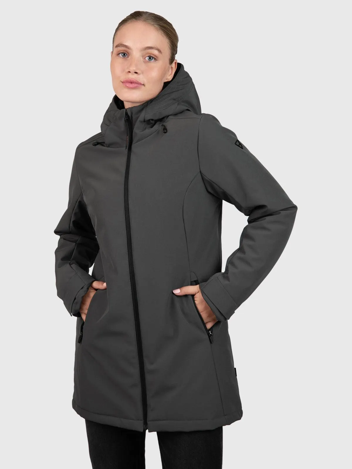 Melle Women Long Softshell Jacket | Mud Green