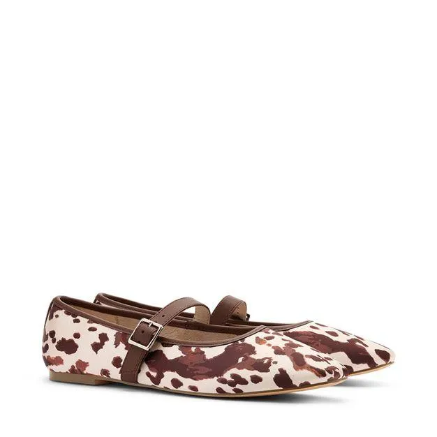 Bruine cow print ballerina's