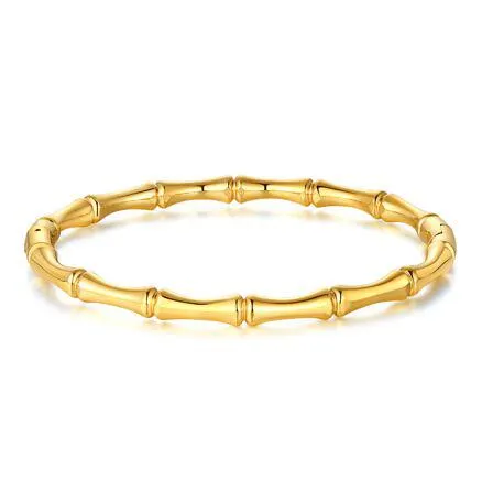 Armband in goudkleurig edelstaal, bamboe bangle