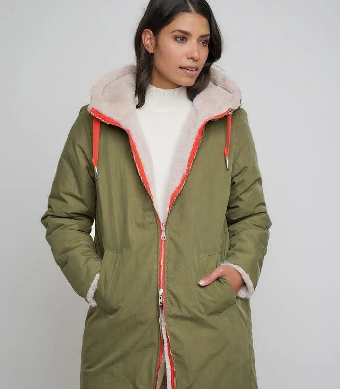 Omkeerbare jas met capuchon en voering van imitatiebont Ivy en stone 38