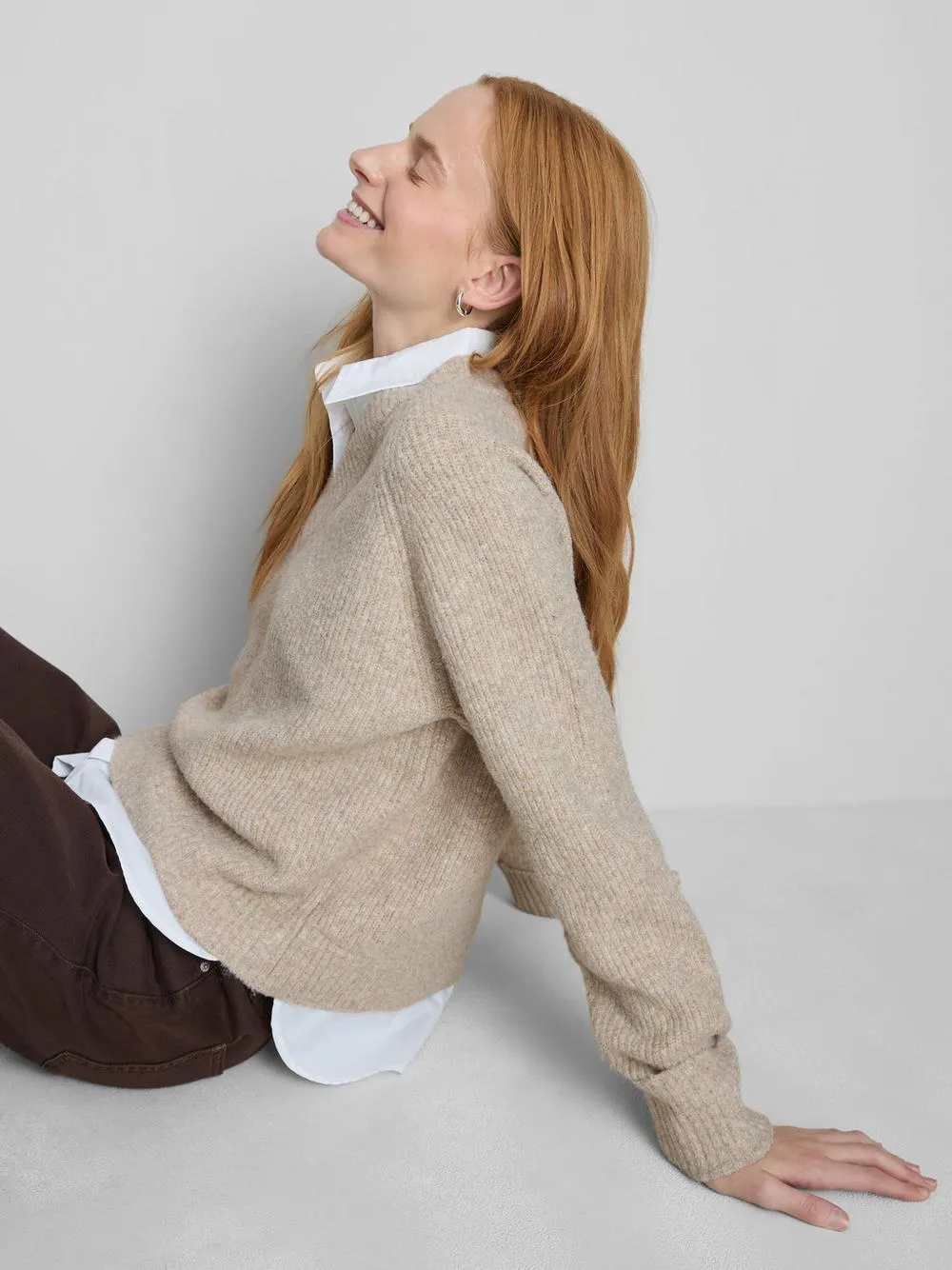 Pull en maille à col en V 2 en 1