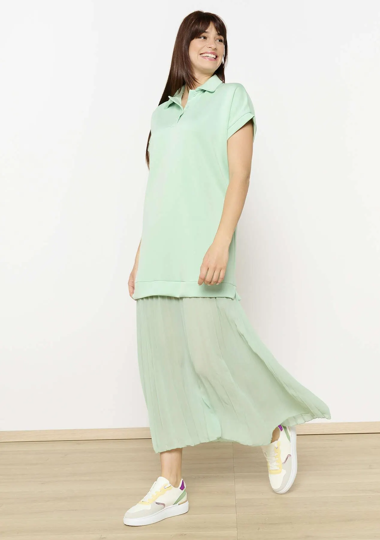 Pleated polo dress