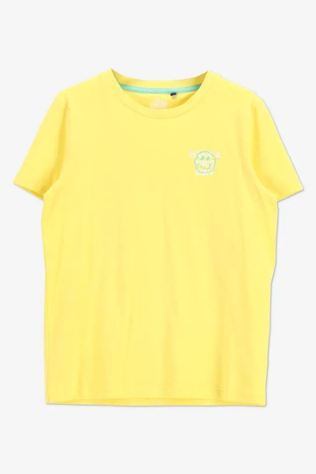 Geel T-shirt "Have a nice crazy day"