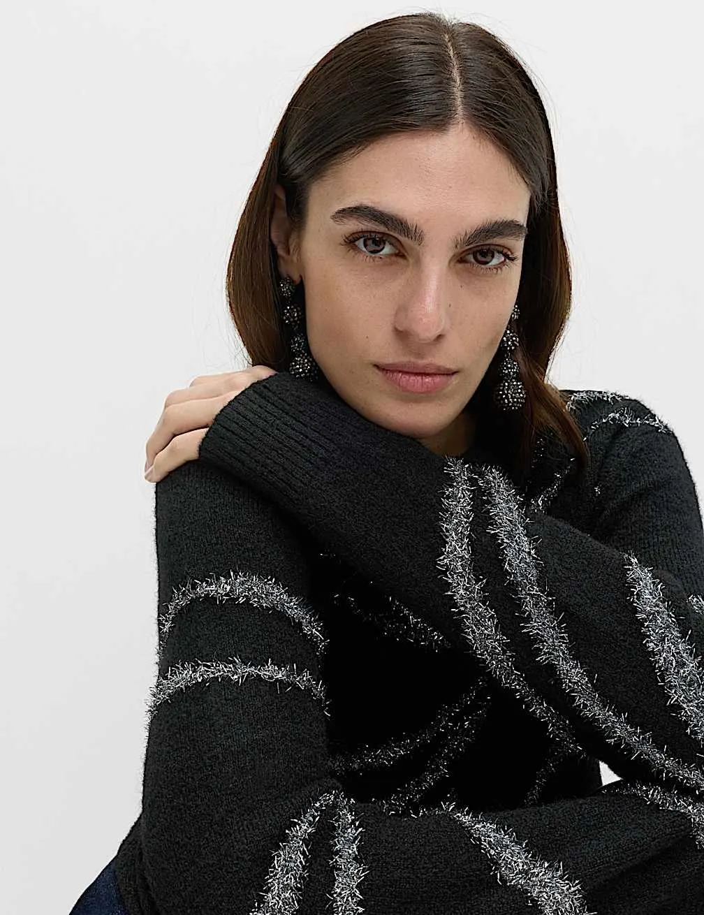 Tinsel Animal Print Jumper with Wool