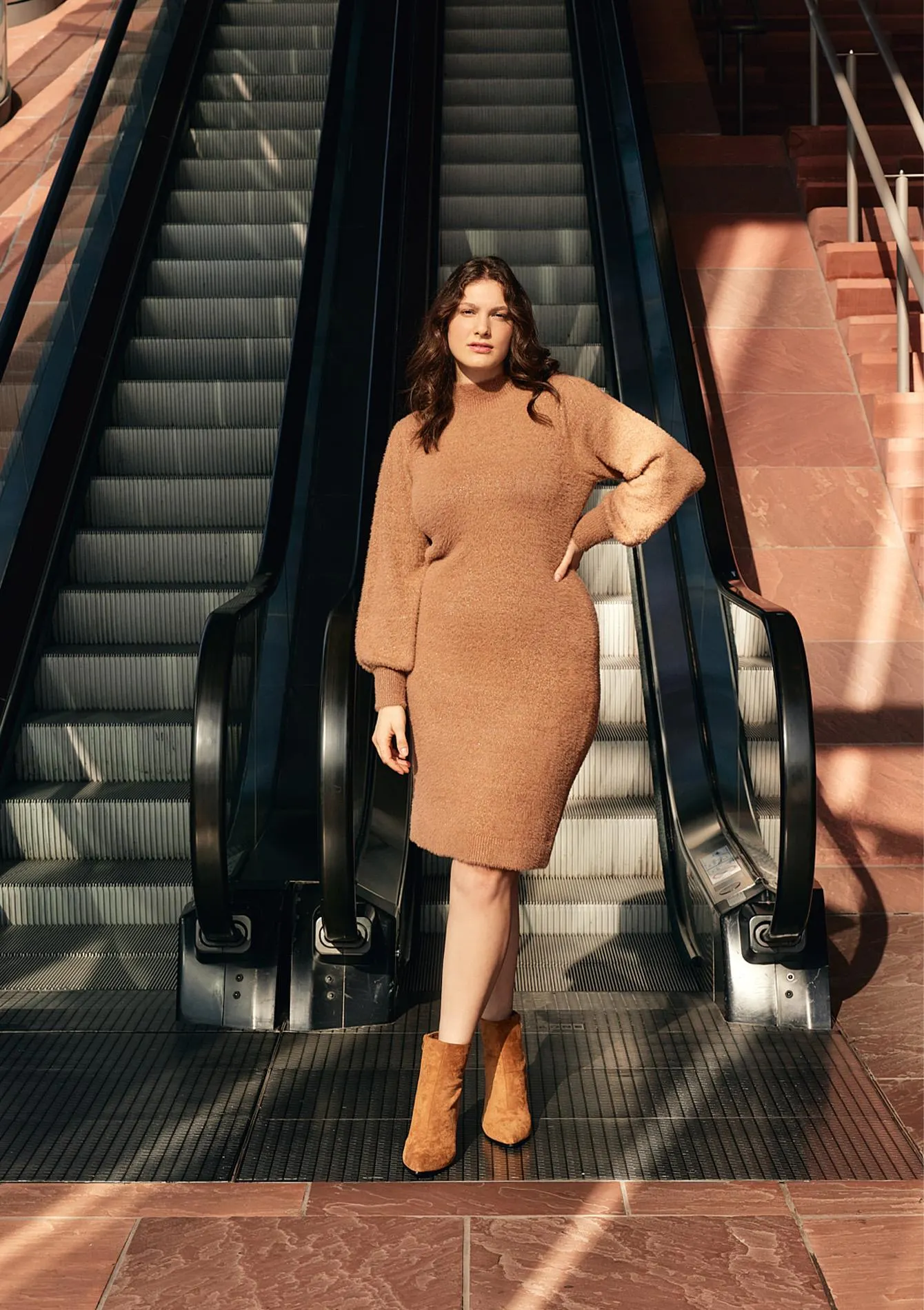 Eyelash pullover dress with lurex