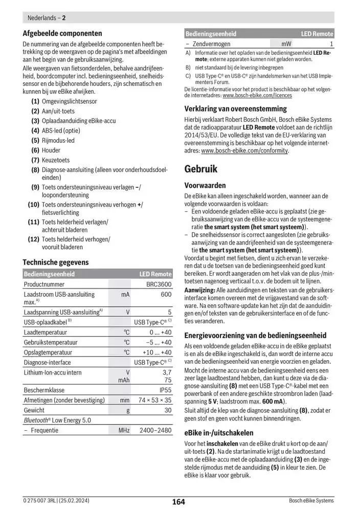 Electric Bike Manual van 12 februari tot 12 augustus 2025 - folder pagina 164