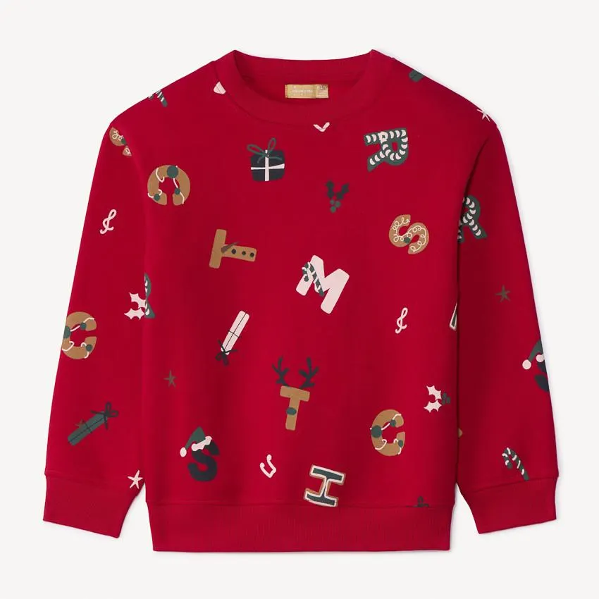 Sweat molleton de noël imprimé lettres pour garçon