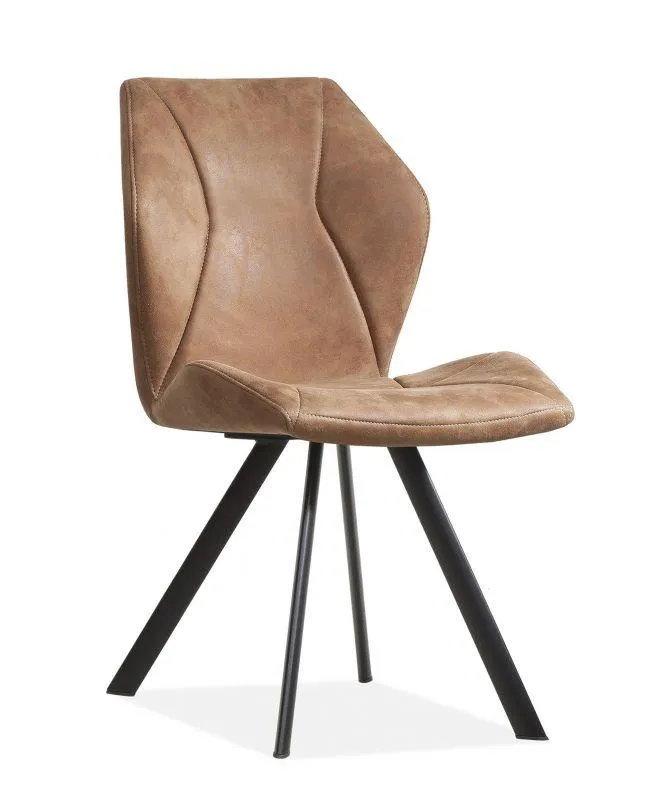 Eetkamerstoel met stiksels - cognac