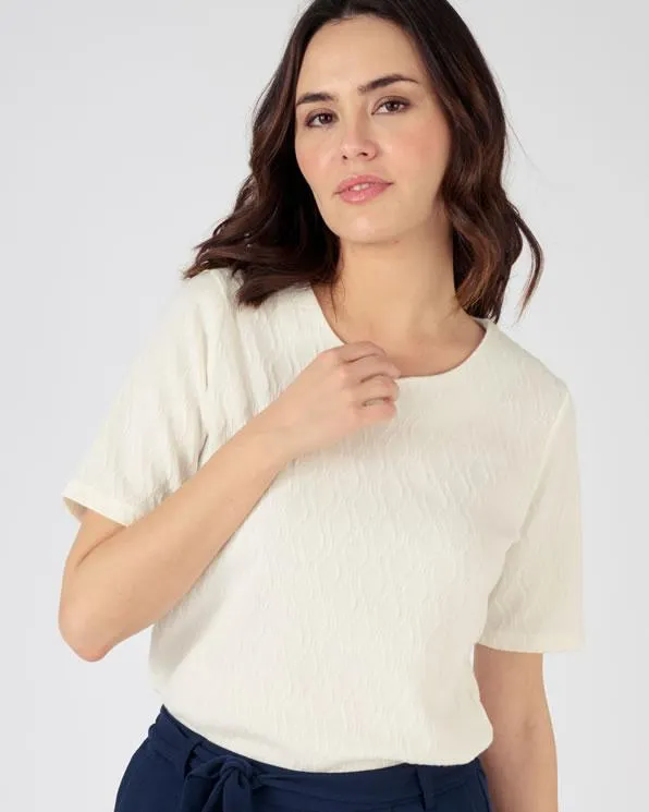 T-shirt in fantasietricot met reliëf