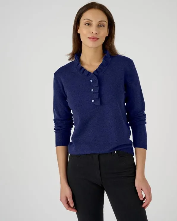 Trui kraag met volant mix van wol