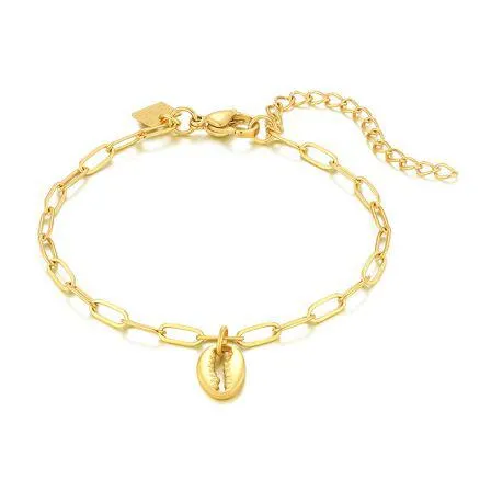 Armband in goudkleurig edelstaal, schelp