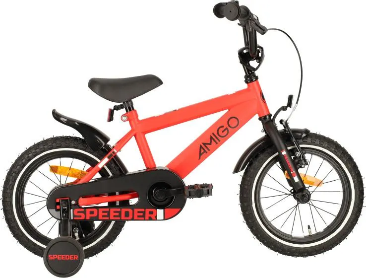 AMIGO Speeder 14 Inch Jongens Terugtraprem Rood/Zwart